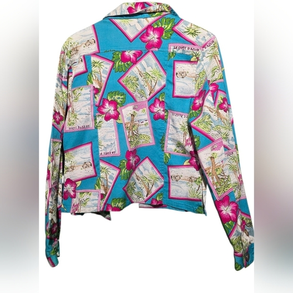 New Identity Large Tropical Print Women's Jacket EUC PTP 20 Length 21 - Picture 2 of 3